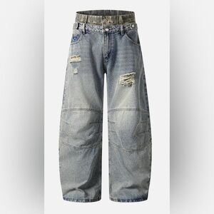 Aelfric Eden Washed Light Blue Distressed Relaxed Jeans